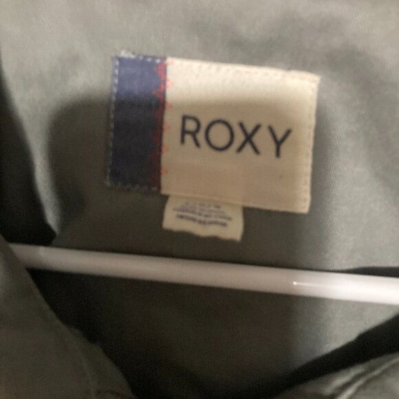Roxy Women Size L Grey Windbreaker Jacket Surfer Geo Pattern Hood Lightweight - Picture 6 of 13